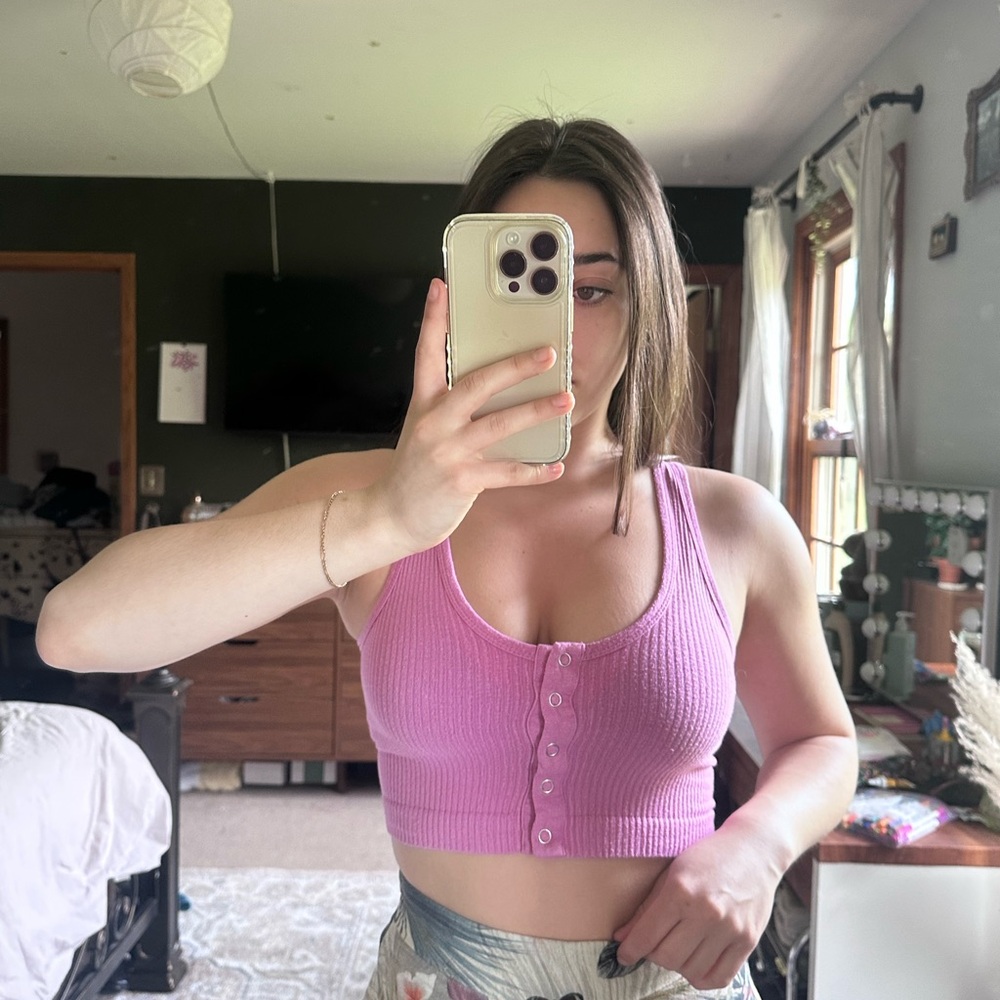 Vibrant Pink Button-Up Crop Top
